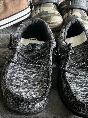 Hey Dude Marled Black & White Knit Slip-Ons